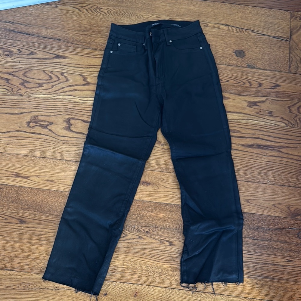 Fidelity Black Ankle Cropped Jeans with Raw Hem